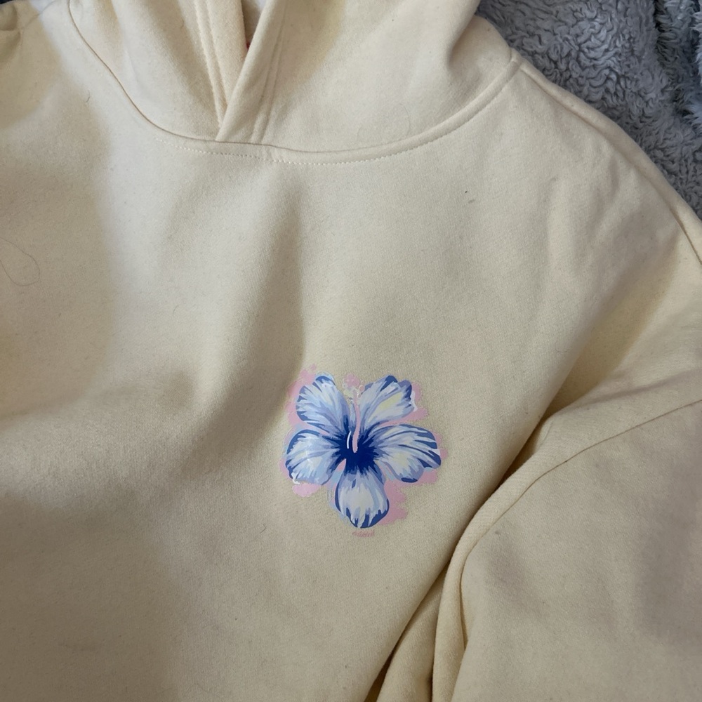 Cream Hoodie with Floral Design